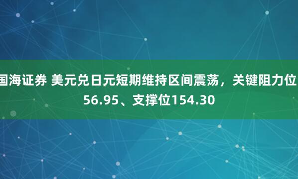 国海证券 美元兑日元短期维持区间震荡，关键阻力位156.95、支撑位154.30
